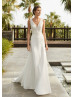 Ivory Lace Chiffon Illusion Back Chic Wedding Dress